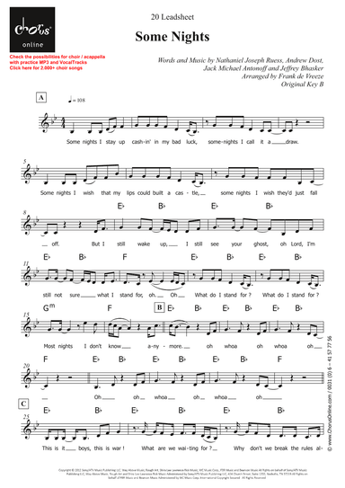 Some Nights (arr. Frank de Vreeze)