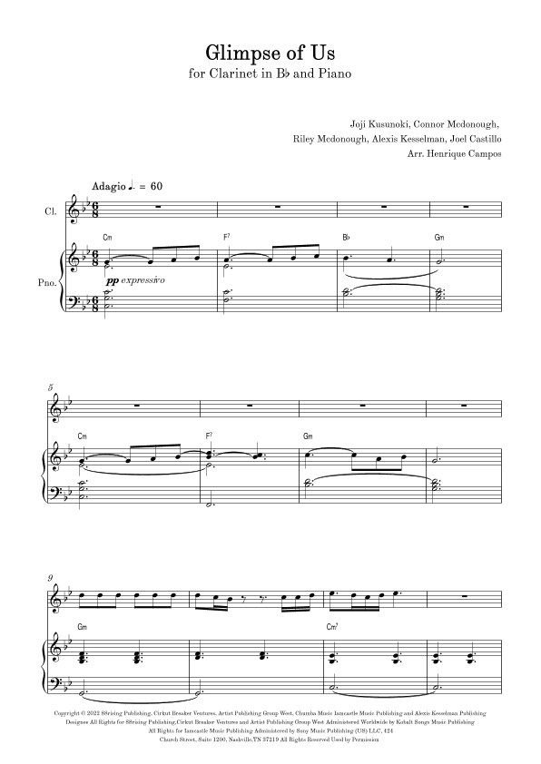 Glimpse Of Us (arr. Henrique Campos)