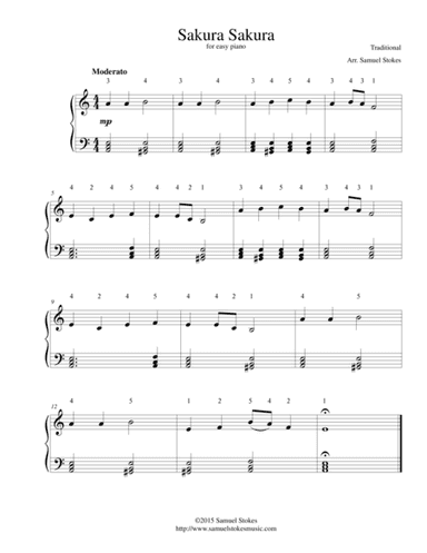 Sakura Sakura - for easy piano (arr. Samuel Stokes)