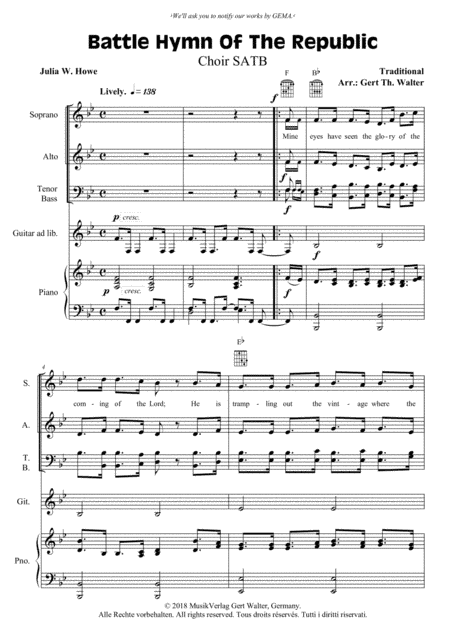 Battle Hymn Of The Republic (arr. Gert Th. Walter)