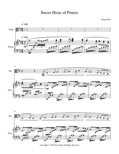 Sweet Hour of Prayer for Viola and Piano (arr. Sinae Kim)