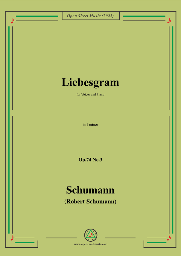 Schumann-Liebesgram,Op.74 No.3,in f minor (arr. OSM Press)