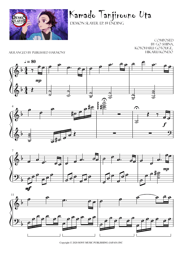 Kamado Tanjirouno Uta (arr. Published Harmony)