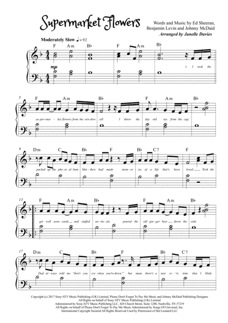 Supermarket Flowers (arr. Janelle Davies)