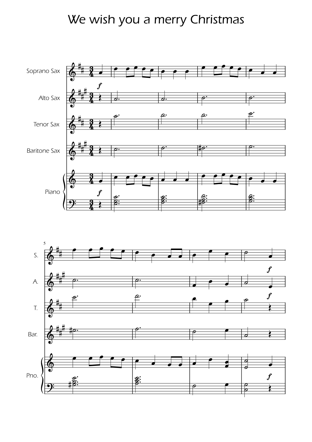 We Wish You a Merry Christmas - Sax Quartet w/ Piano (arr. Ygor Nunes)