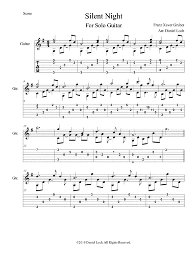 Silent Night For Solo Guitar (arr. Daniel Loch)