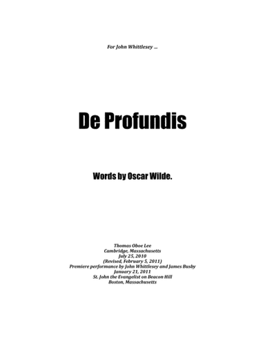 De Profundis (2010) for baritone and piano