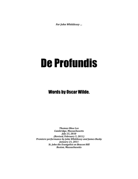 De Profundis (2010) for baritone and piano
