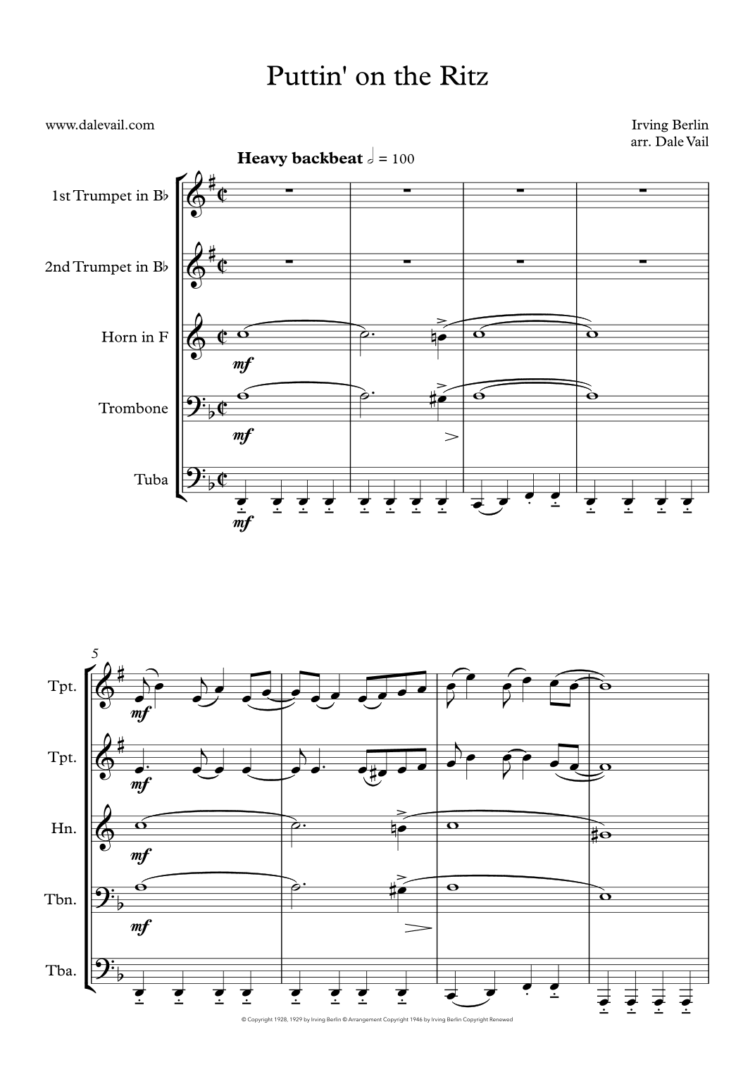 Puttin' On The Ritz (arr. Dale Vail)