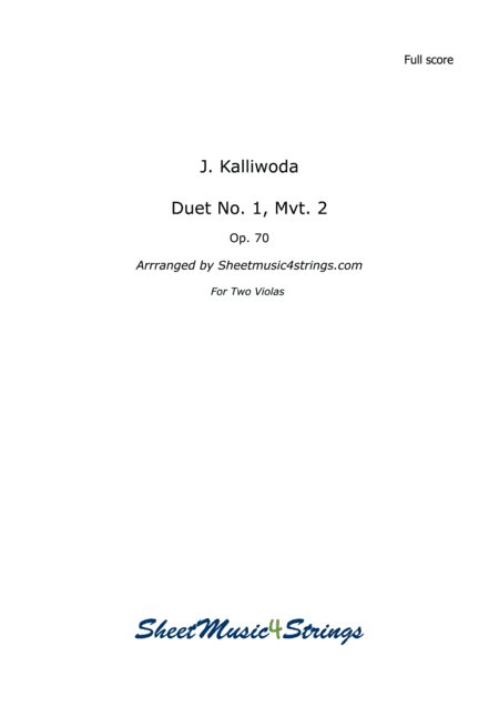 Kalliwoda, J. - Duet No.1, Mvt. 2, Op. 70 for Two Violas (arr. Linda Scott)
