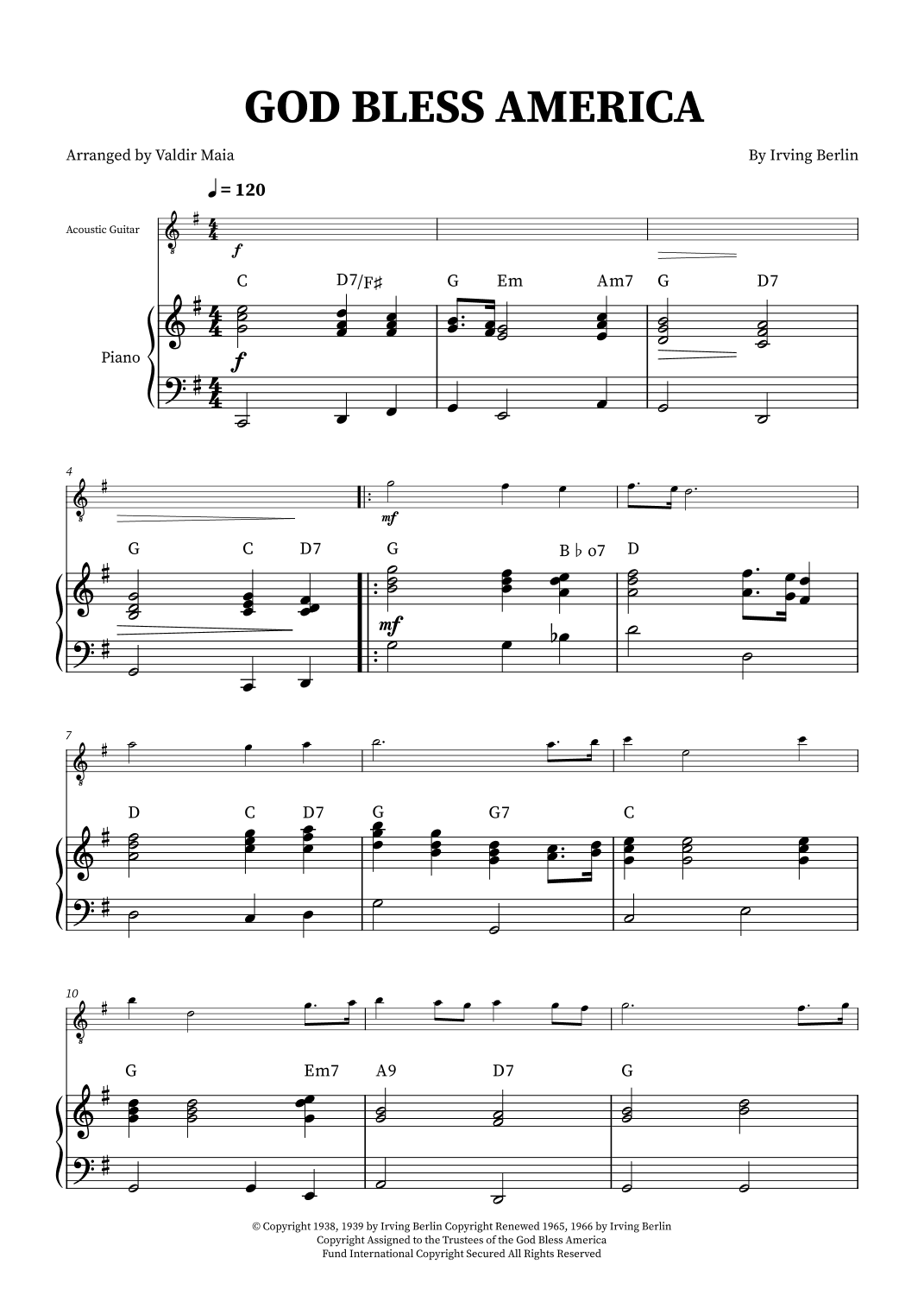 God Bless America ® (arr. Valdir Maia)