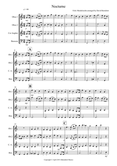 Nocturne (from A Midsummer Night's Dream) for Double Reed Quartet (arr. David Burndrett)
