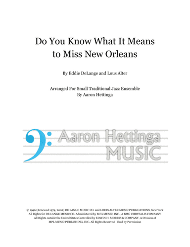 Do You Know What It Means To Miss New Orleans (arr. Aaron Hettinga)
