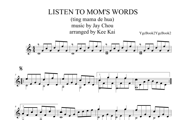 Ting Ma Ma De Hua (arr. Kee Kai)