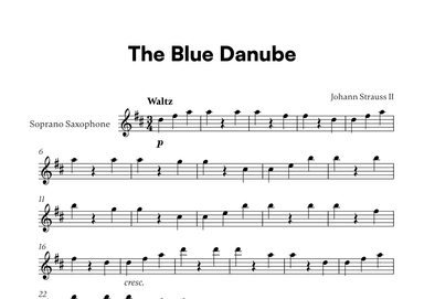 Johann Strauss II - The Blue Danube for Soprano Saxophone Solo (arr. Cadenza Editions)