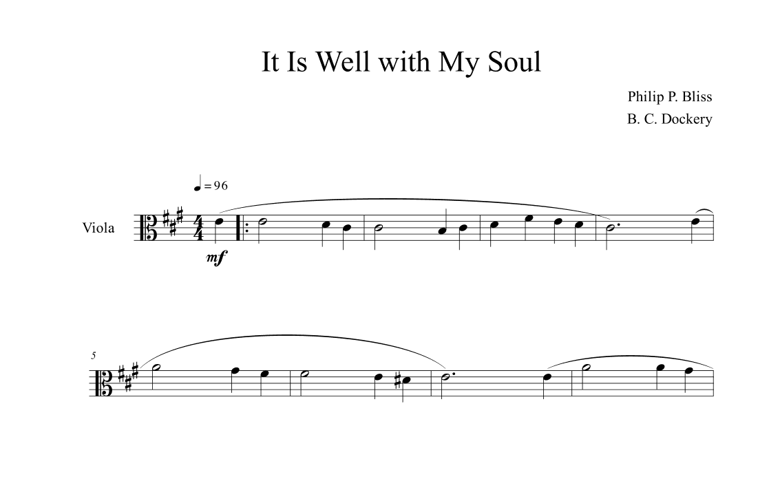 It Is Well with My Soul (Viola Solo) (arr. B. C. Dockery)