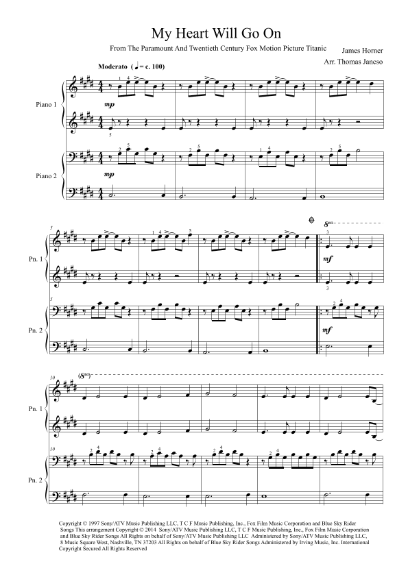 My Heart Will Go On (love Theme From 'titanic') (arr. Thomas Jancso)
