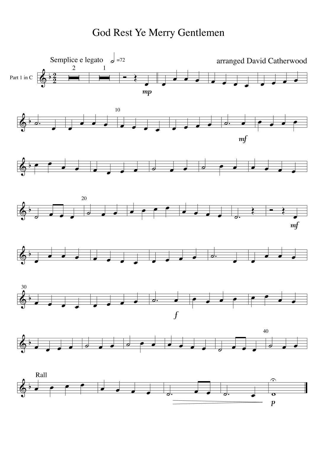 3 Lyrical English Christmas Carols for Flexible ensemble inc.  small Brass band arr. by D Catherwood (arr. David Catherwood)