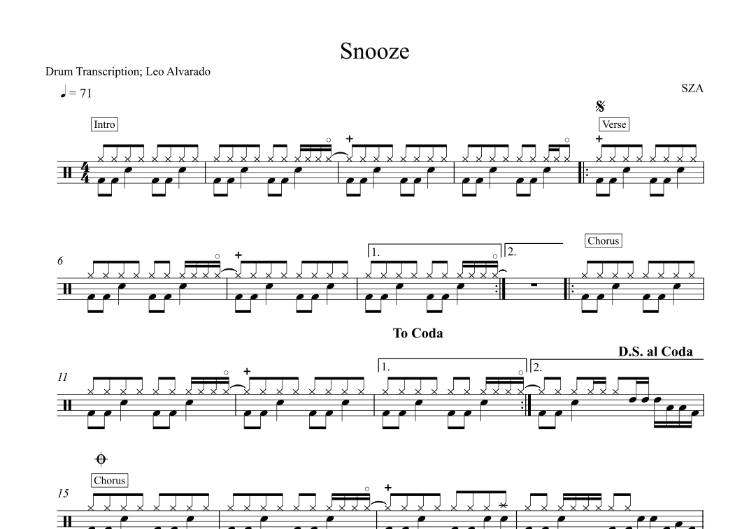 Snooze (arr. Drum Transcription: Leo Alvarado)