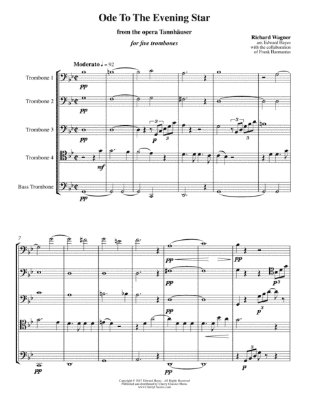 Ode to the Evening Star from the opera Tannhäuser for 5 Trombones (arr. Hayes, Ed)