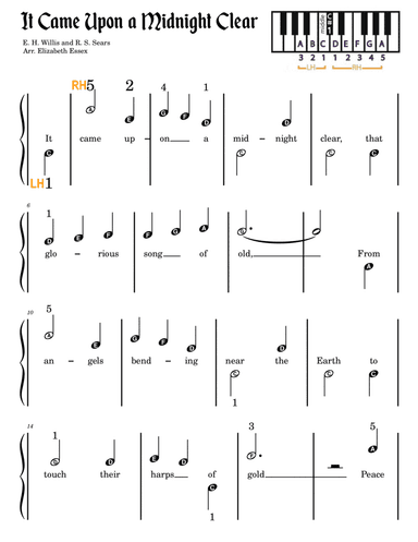 It Came Upon a Midnight Clear - Pre-staff - Alpha Notation (arr. Elizabeth Essex)