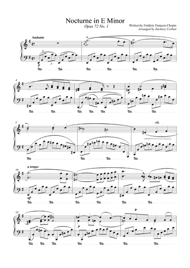 Nocturne Opus 72 No. 1 in E Minor (arr. Zachary Corbett)