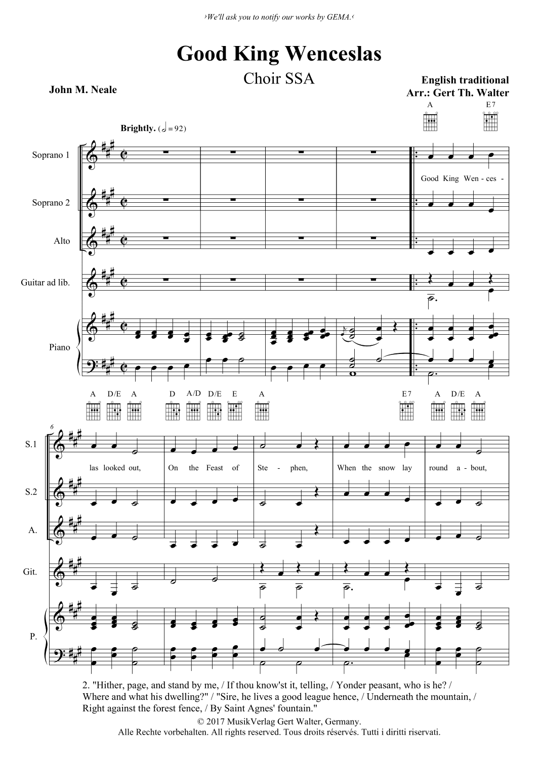Good King Wenceslas (arr. Gert Th. Walter)