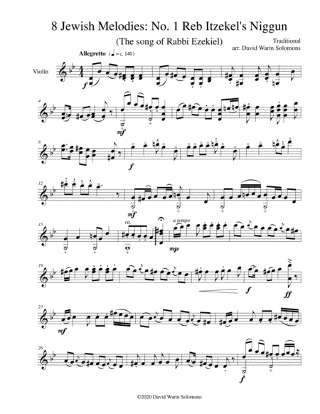 Variations on Reb Itzikel's Niggun (The Song of Rabbi Ezekiel) for violin solo (arr. David Warin Solomons)