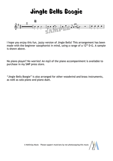 Jingle Bells Boogie - for solo saxophone (arr. L. McKinlay)