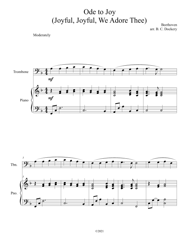 Ode to Joy (Trombone Solo with Piano Accompaniment) (arr. B. C. Dockery)
