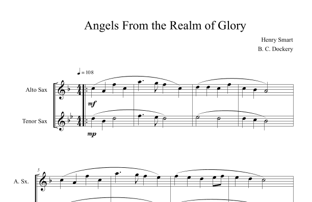 Angels From the Realm of Glory (Alto and Tenor Sax Duet) (arr. B. C. Dockery)