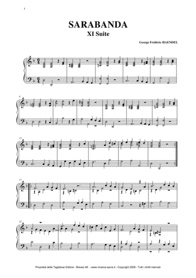 SARABANDE - From Harpischord Suite in D Minor HWV 437