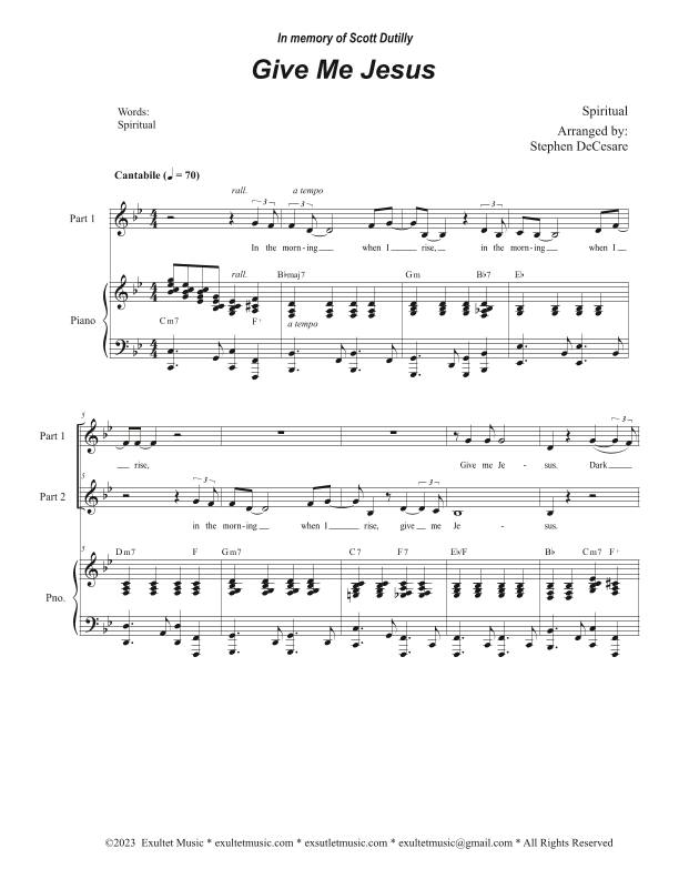 Give Me Jesus (2-part choir) (arr. Stephen DeCesare)