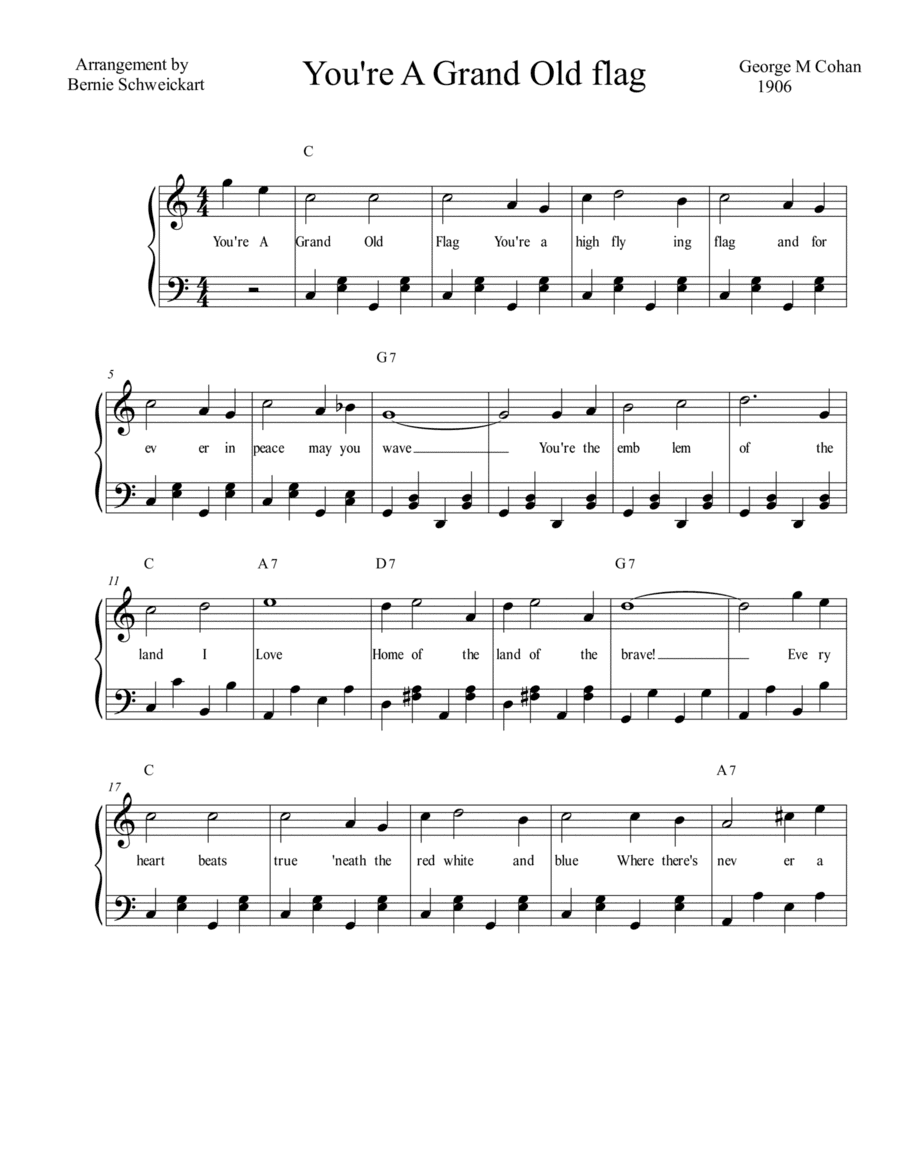 You're A Grand Old Flag (arr. Bernie Schweickart)