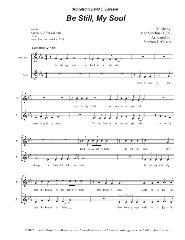 Be Still, My Soul (Duet for Soprano and Alto solo) (arr. Stephen DeCesare)