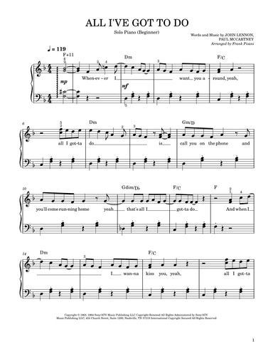 All I've Got To Do (arr. Frank Pisani)