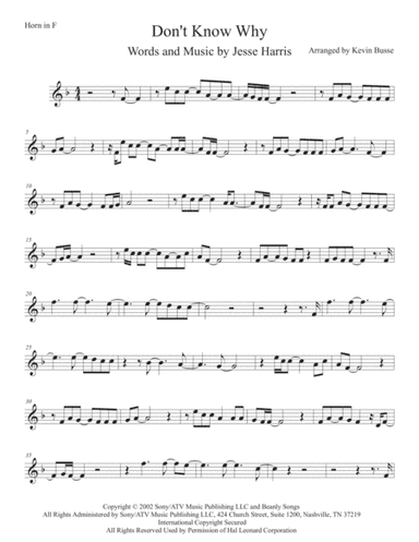 Don't Know Why (arr. Kevin Busse)
