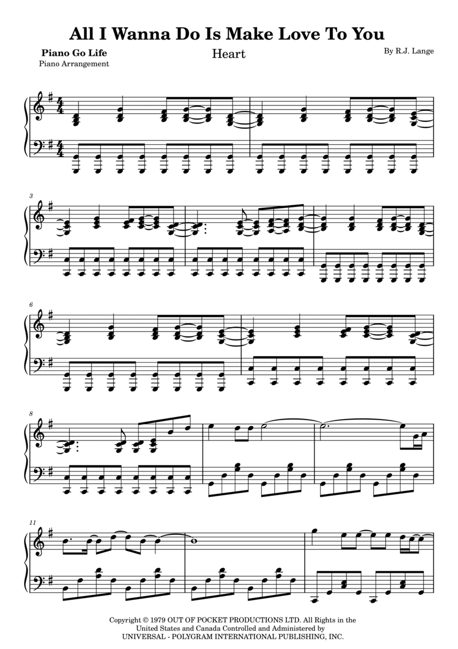 All I Wanna Do Is Make Love To You (arr. Piano Go Life)