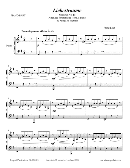 Liszt: Liebestraume for Baritone Horn & Piano (arr. James M. Guthrie)