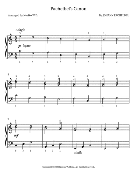 Pachelbel's Canon (arr. Noriko W.D.)