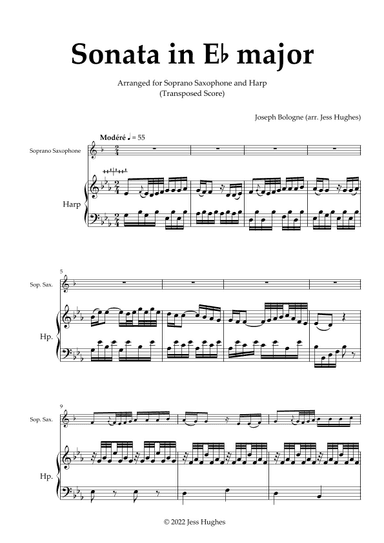 Sonata (i. Andante) (arr. for B-flat saxophone and harp) (arr. Jess Hughes)