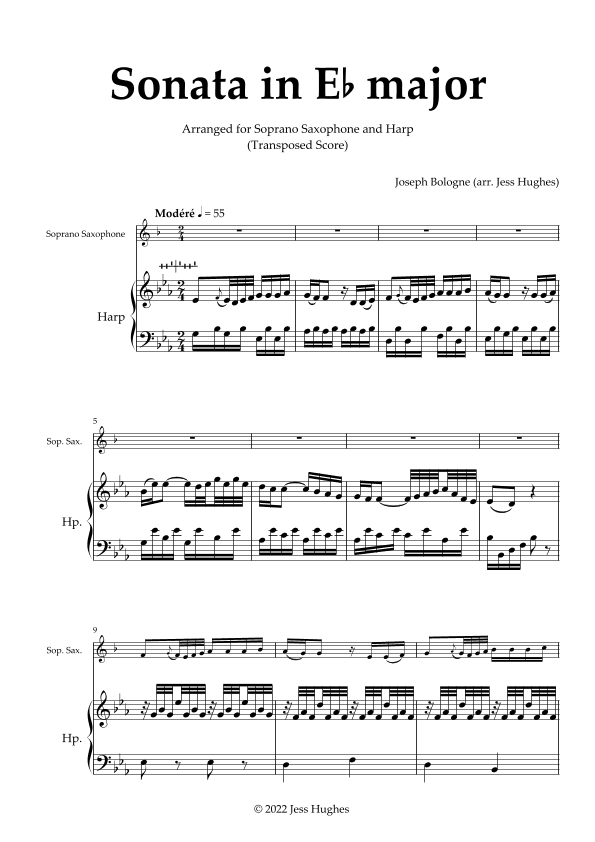Sonata (i. Andante) (arr. for B-flat saxophone and harp) (arr. Jess Hughes)