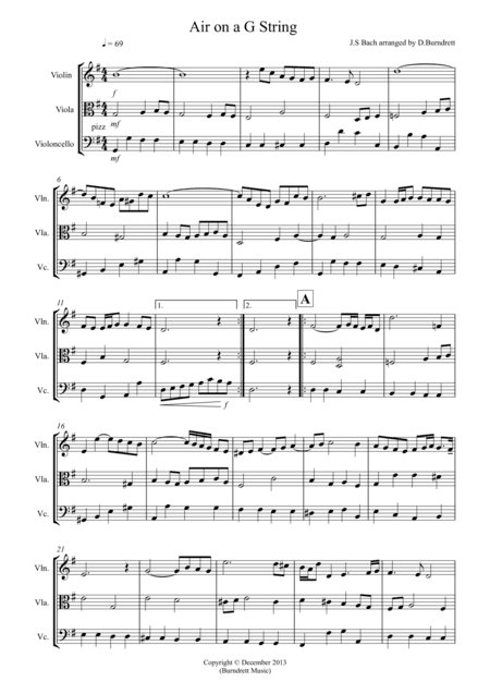 Air on a G String for String Trio (arr. D.Burndrett)
