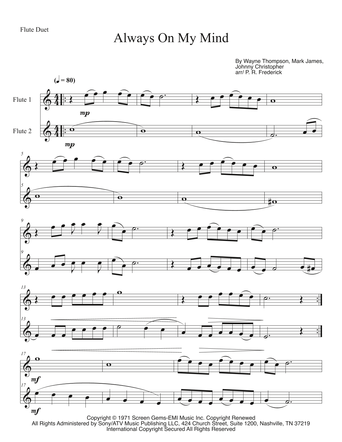 Always On My Mind (arr. P. R. Frederick)