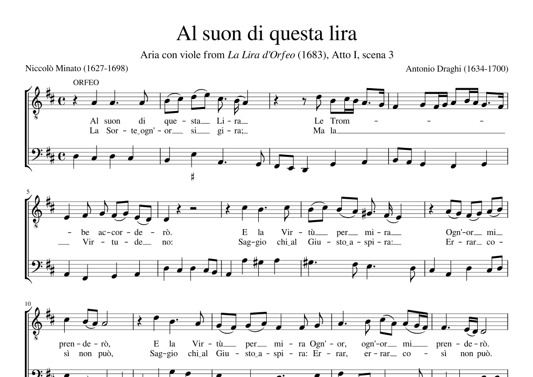 Al suon di questa lira (arr. Early Music Scores)