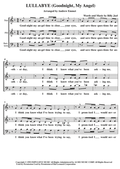 Lullabye (goodnight, My Angel) (arr. Andrew Emmet)
