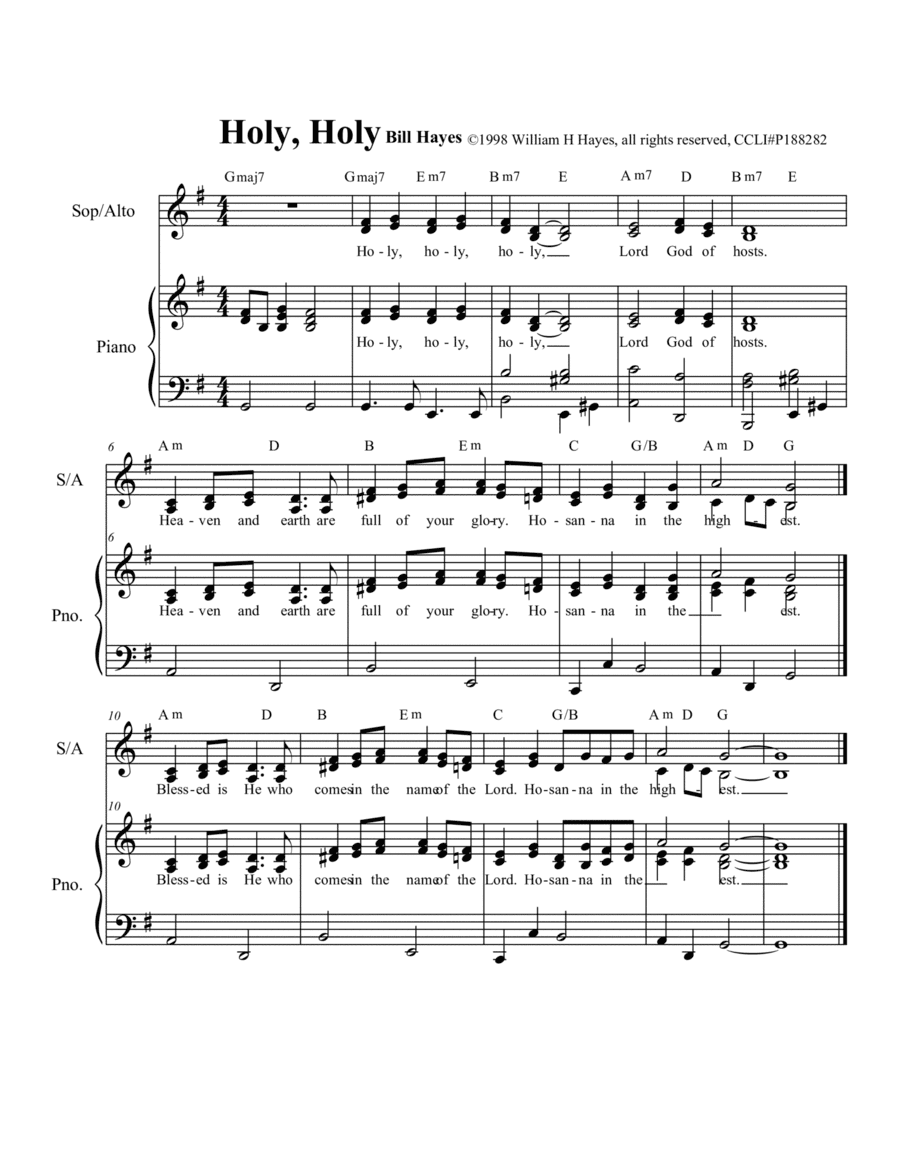 Holy Holy (Mass of the Holy Spirit) - piano/vocal