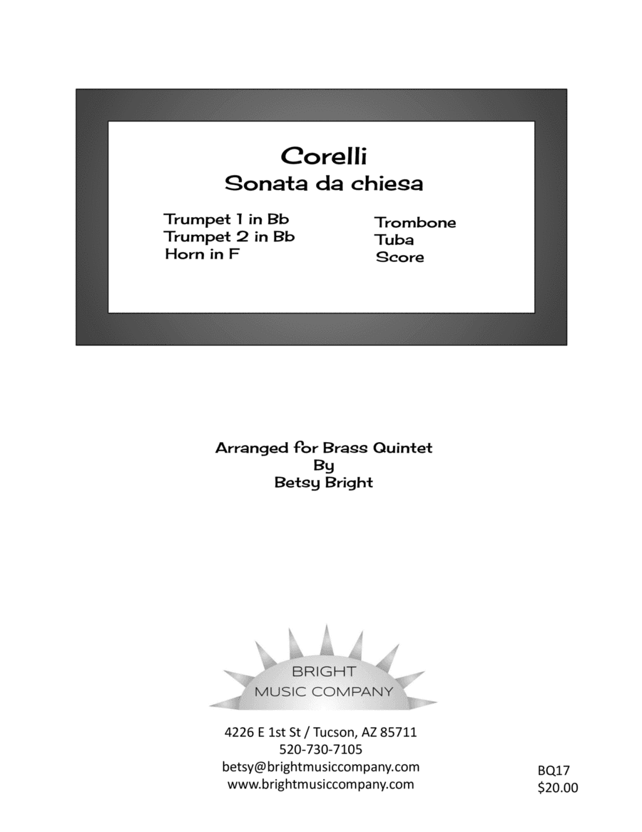 Corelli Sonata da chiesa for brass quintet (arr. Betsy Bright)
