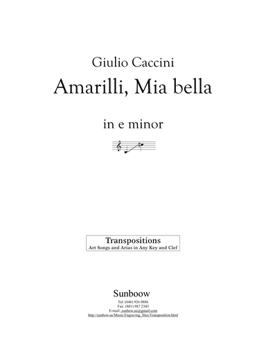 Caccini: Amarilli, mia bella (transposed to e minor) (arr. Sunbow)
