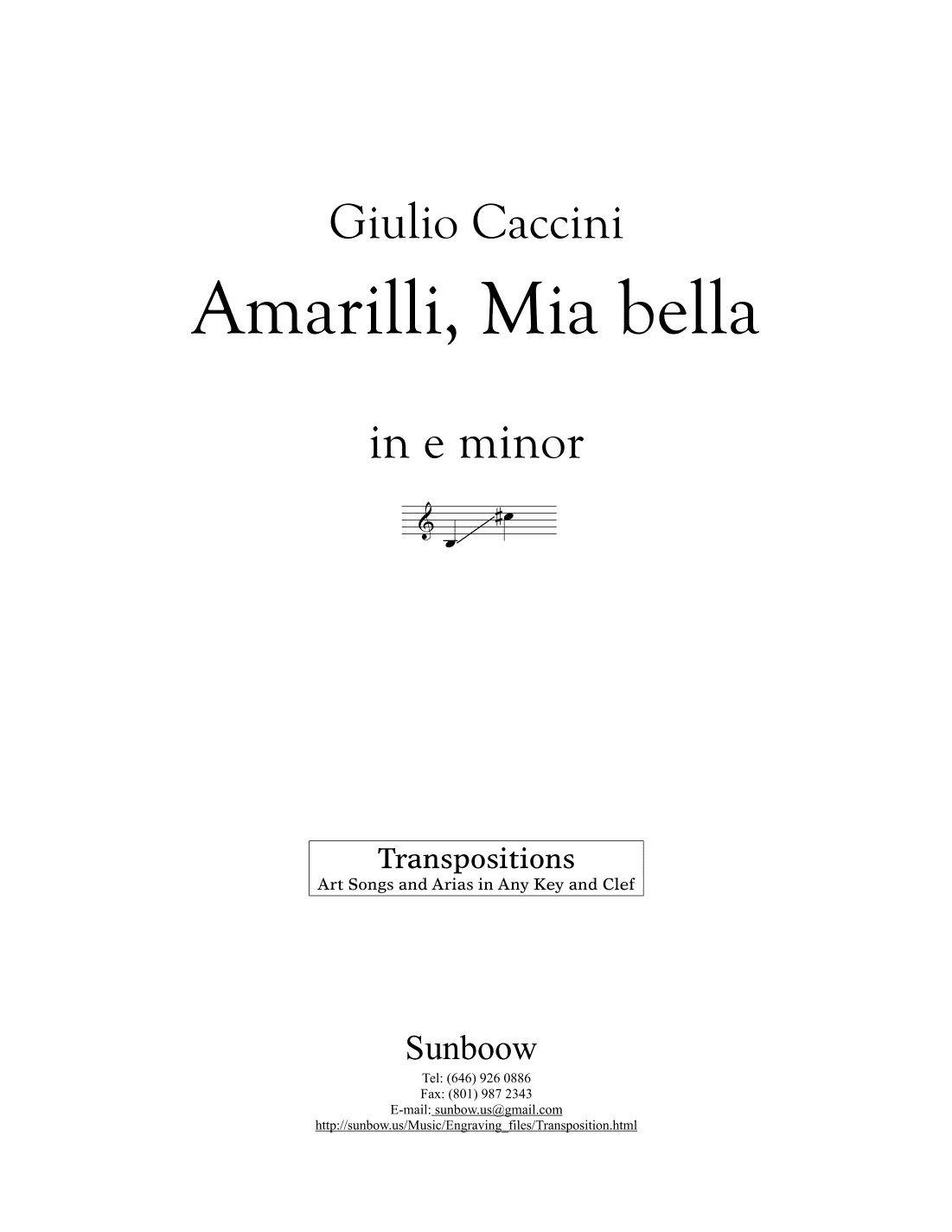 Caccini: Amarilli, mia bella (transposed to e minor) (arr. Sunbow)